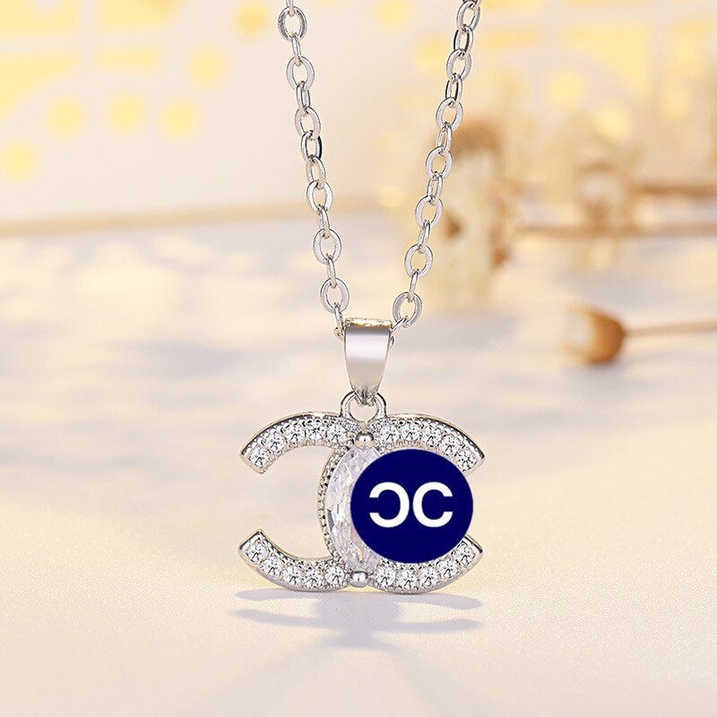 Micro Zircons Instellen Dubbele C Stijl Ketting Korte Ketting Choker Ketting Voor Vrouwen Evil Eye Ketting Ketting Sieraden: Silver