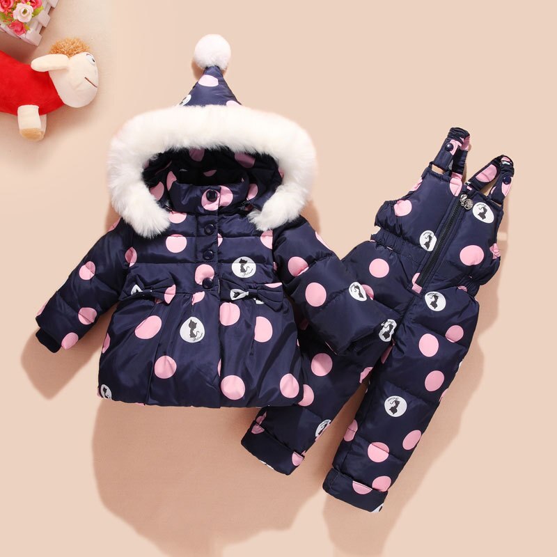 Baby Clothes Girls Down Coat Suit Children Warm Toddler Snowsuit Outerwear + Romper Clothing Set Russian Children Winter Overall