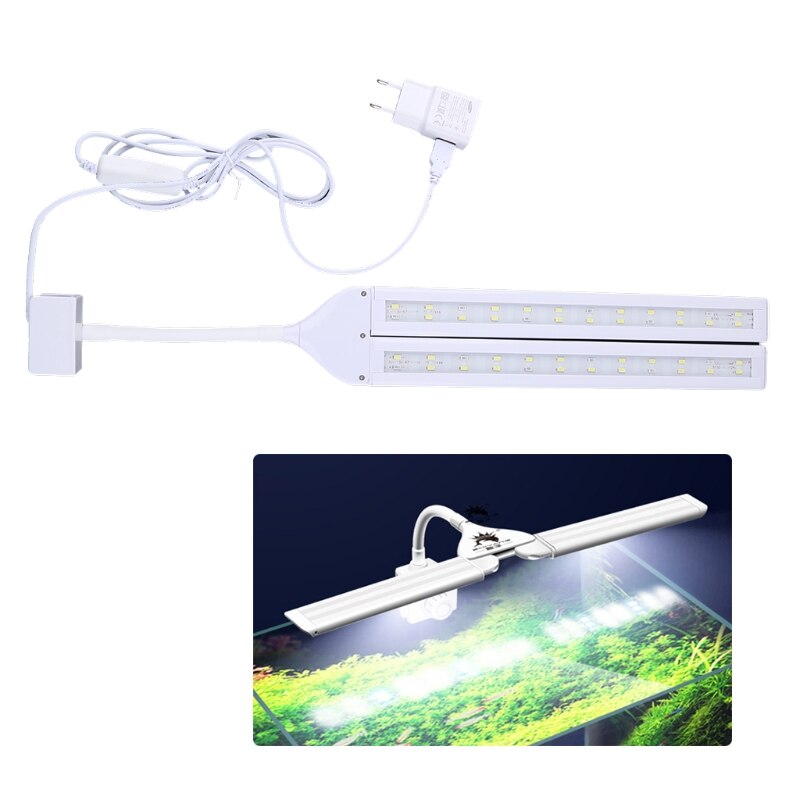 100V-240V Adjustable Fish Tank Four-Row Lights LED Aquarium Clip-on Lighting Lamp EU/US Plug: EU Plug Style C
