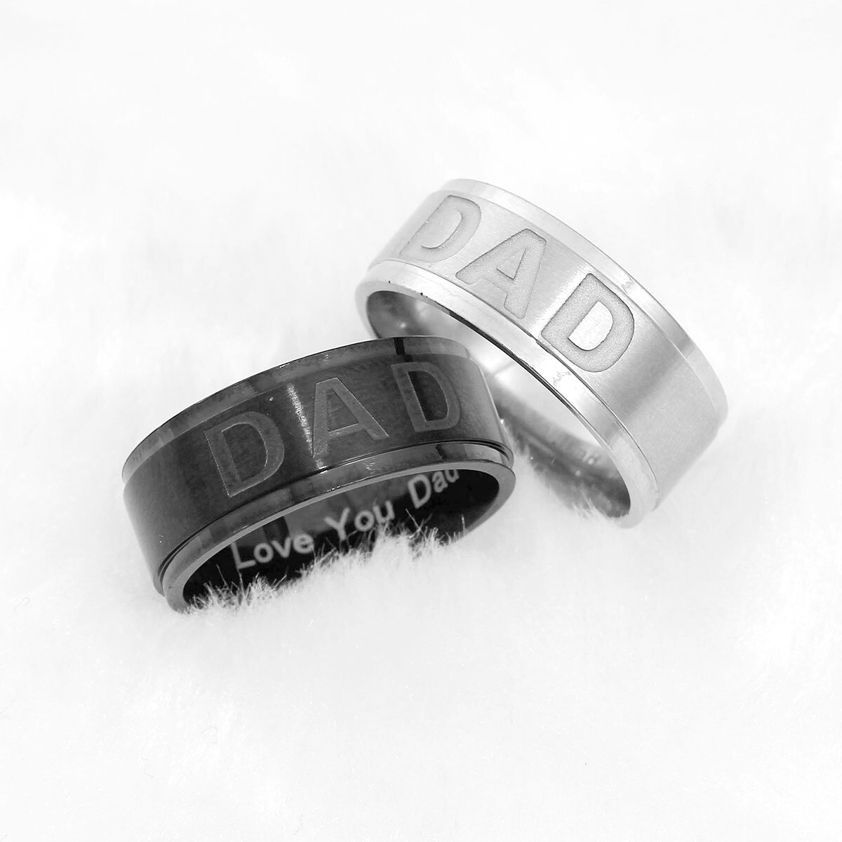 "LOVE YOU DAD” Stainless Steel Dad Ring Engraved Love You Dad Men's Ring Jewelry Father's Day