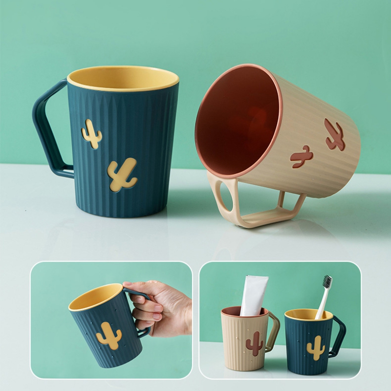 Bathroom Tumblers Cactus Mouthwash Cup Plastic Tooth Mug for Household Water Mug Home Travel Simple Toothbrush Holder