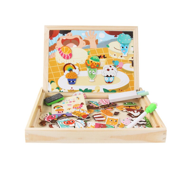 3D Wooden Magnetic Puzzle - Figures, Animals, Vehicles, Drawing Board - Educational Toy for Kids: STYLE-N