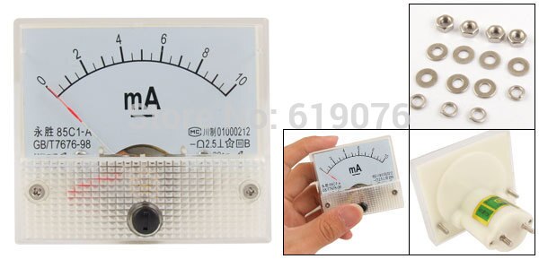 85C1-A DC 0-10mA Range Current Measuring Vertical Analog Meter Amperemeter Gauge