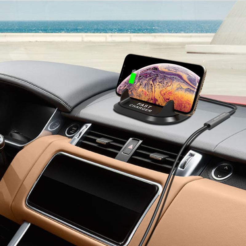 Anti Slip Auto Dashboard Mobiele Telefoon Houder 10W Qi Draadloze Oplader Stand Mount