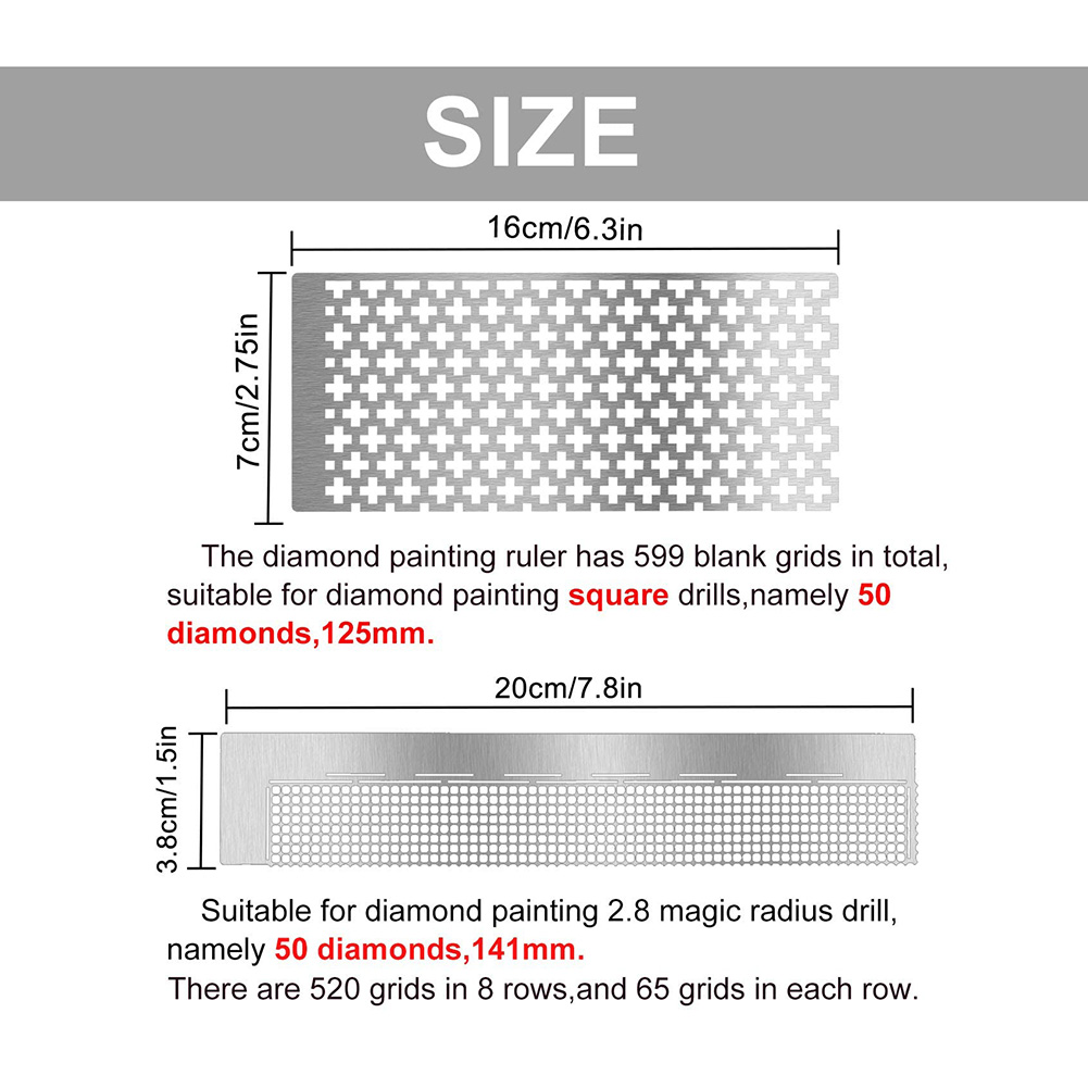 Square Painting Tool Ruler Stainless Steel DIY Drawing Ruler Blank Grids For Full Partial Drill 5D Diamond Painting Accessories
