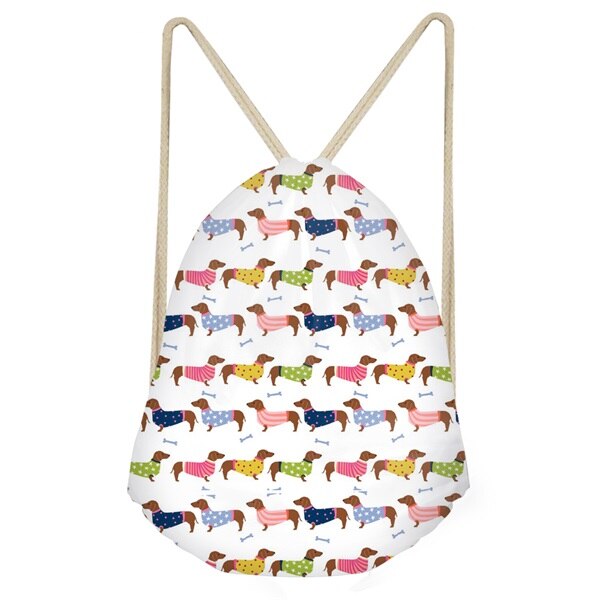 INSTANTARTS Drôle Chien Teckel Imprimé Cordons Sacs pour Adolescents Filles décontracté Softback Sac Sacs Grande Étudiants Sacs À Dos: 10