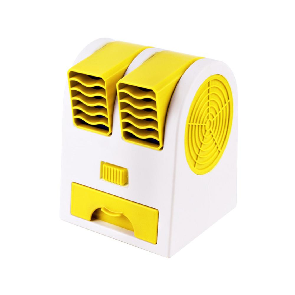 Dual-port Fan USB Mini Air Cooler USB Electric Fan Battery Charging Dual-purpose 6 Colors Arctic Air Air Conditioner Home: Yellow