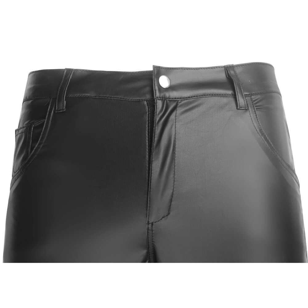 Calça masculina de couro slim, calça justa de moto, calça de couro masculina, calça de látex para motocicleta, calças masculinas para meninos