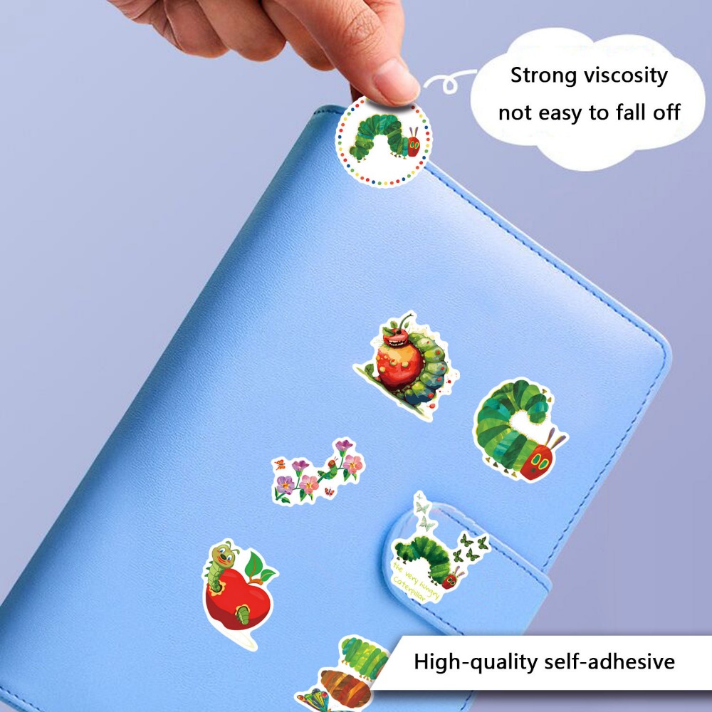 10/55 sztuk śmieszne bardzo głodna gąsienica naklejki Cartoon Graffiti naklejki DIY Laptop telefon gitara księga gości dla dzieci