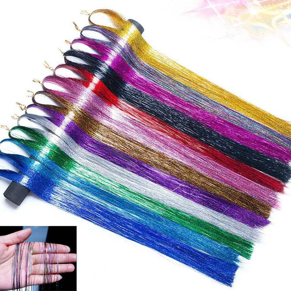 WENNALIFE Lot de 6 guirlandes de cheveux à clipser pour filles - 61 cm - Paillettes colorées - Fée scintillante pour enfants
