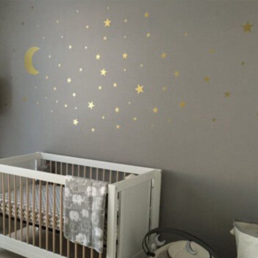 55pcs/set Window Glass Art PVC Star Pattern Vinyl Wall Sticker Self Adhesive Easy Paste Baby Kid Nursery Various Size