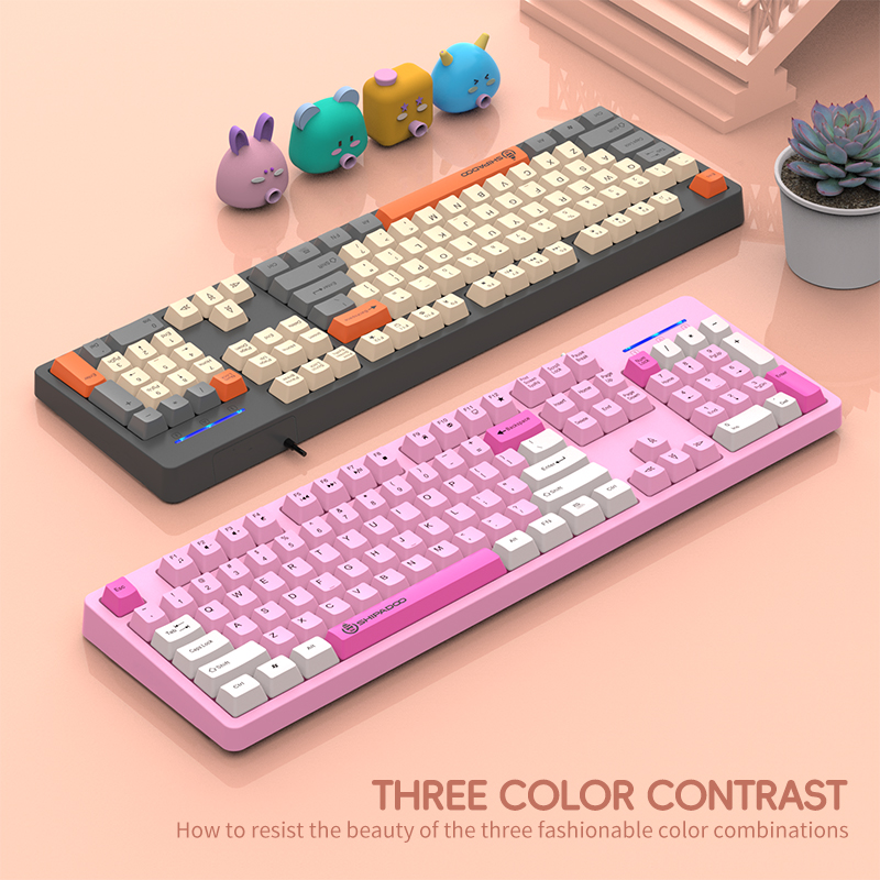 Conflict-vrij bedraad gamingtoetsenbord Ergonomie Spatwater 104 toetsen ABS Slijtvaste keycaps USB-toetsenbord voor desktopcomputer