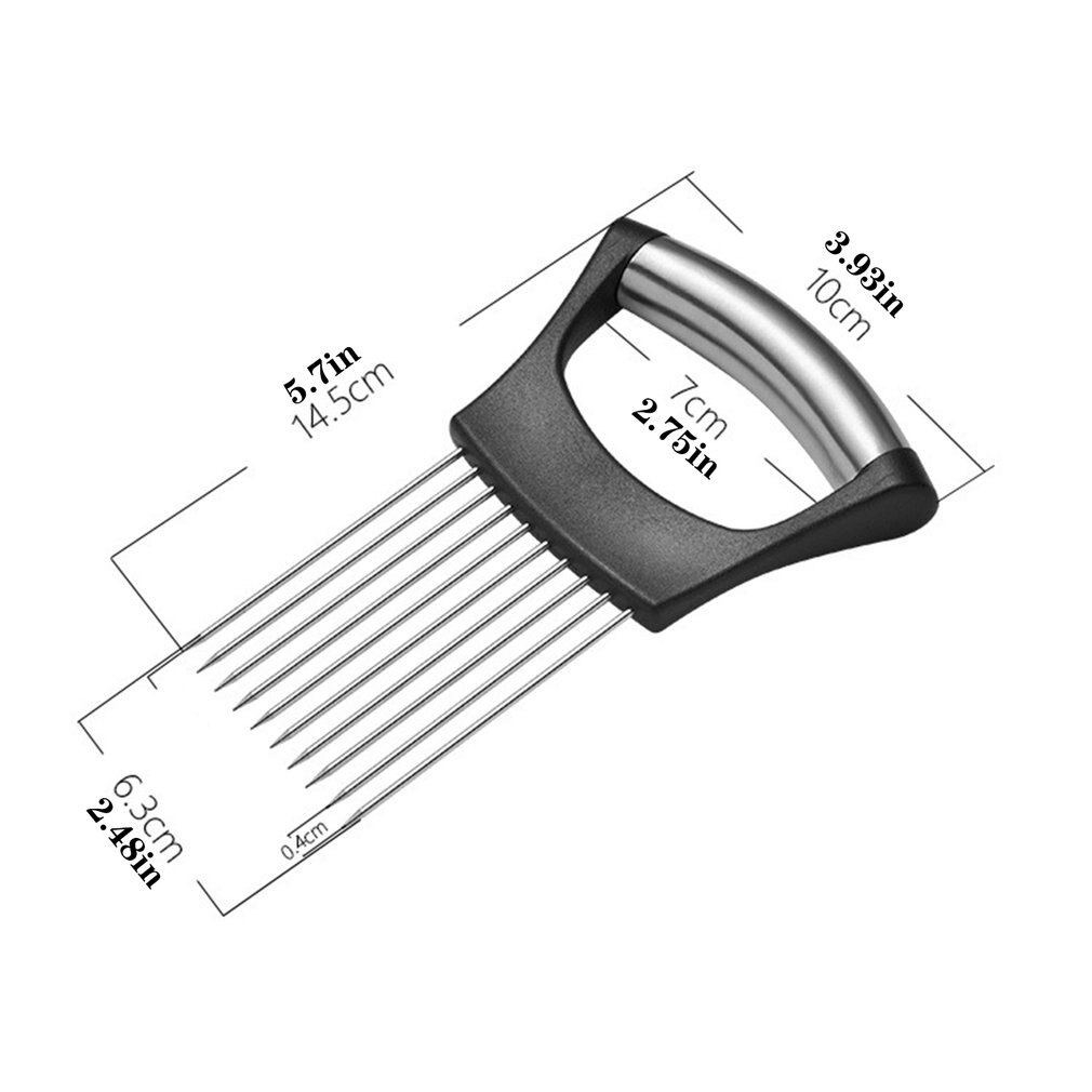 Kitchen Cutting Tool Onion Cutting Holder Stainless Steel Onion Cutter Chop Fruit Vegetables Cutter Slicer Tomato Cutter Knife