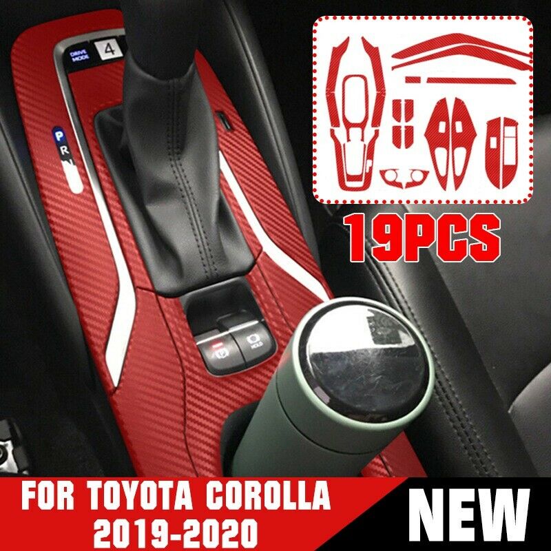 19PCS Carbon Fiber Red Car Interior Kit Cover Sticker For Toyota Corolla -20 Durable And Practical To Use