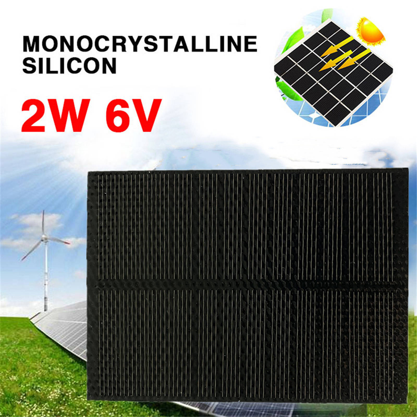 Mini Solar Panel Trickle Charger Monocrystalline Silicon Solar Powered Charger DIY 2W for Travel Light Toys Phone Street Riding