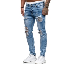 Men Ripped Skinny Jeans Hole Pencil Denim Pants Moto Biker Party Casual Cowboy Trousers Street Men Clothing: XXL