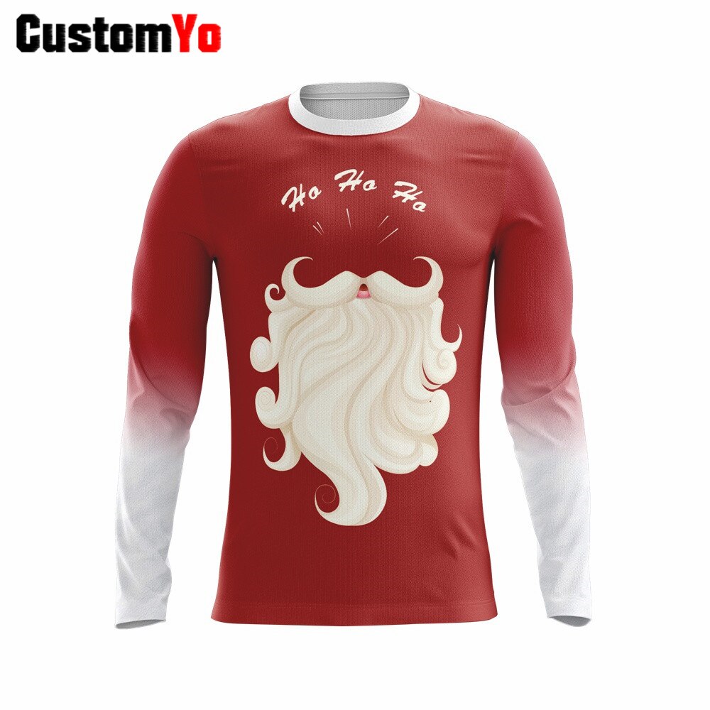 Men Women T shirt Long Sleeve Santa Tees Round-Neck Clothing Christmas T-shirt