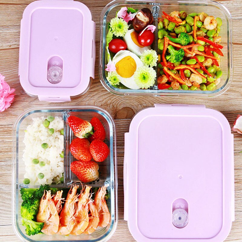 Leakproof Glass Lunch Box with Bag Microwave Oven Heating Refrigerated Sealed Food Container Transparent Food Bento Box for Kids