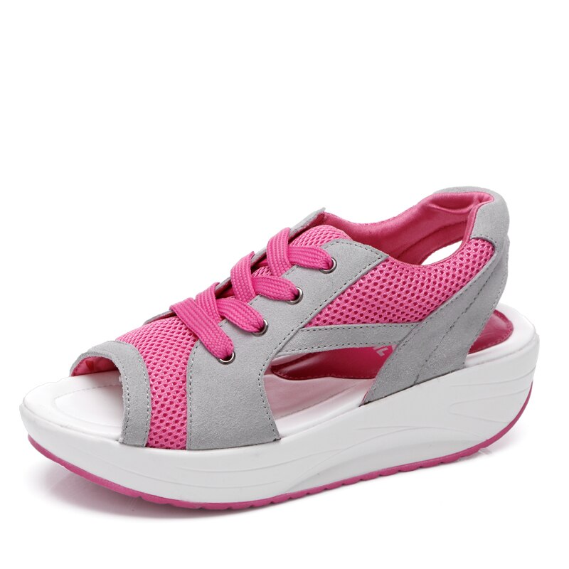 WENYUJH Women Wedges Shoes Sandals Platform Female Summer Ankle Strap Trifle Peep-toe Flip Flops High Sandals