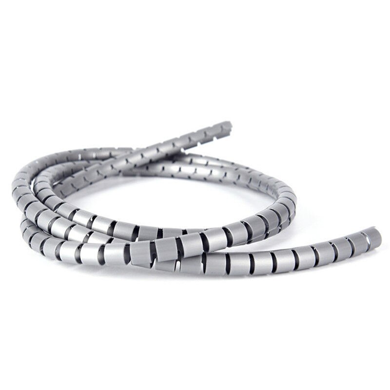 1M PC TV 10/25mm Cable Banding Organizer Spiral Wrap Tidy Cord Wire Organizer Line Cable Clip Ties Fixer Fastener Holders: 1m gray 25mm