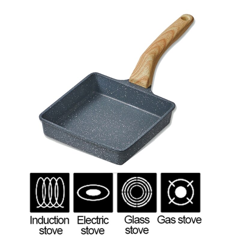 Japanese Stainless Steel Omelette Pan Nonstick Tamagoyaki Gas Egg Pan Retangle Small Frying Pan Pancakes for Stovetop: E