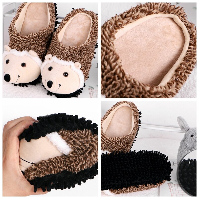 ASILETO hiver confortable pantoufles unisexe Couples bout rond troupeau mignon hérisson grande taille 35-43 marron intérieur maison Pantoufle F999