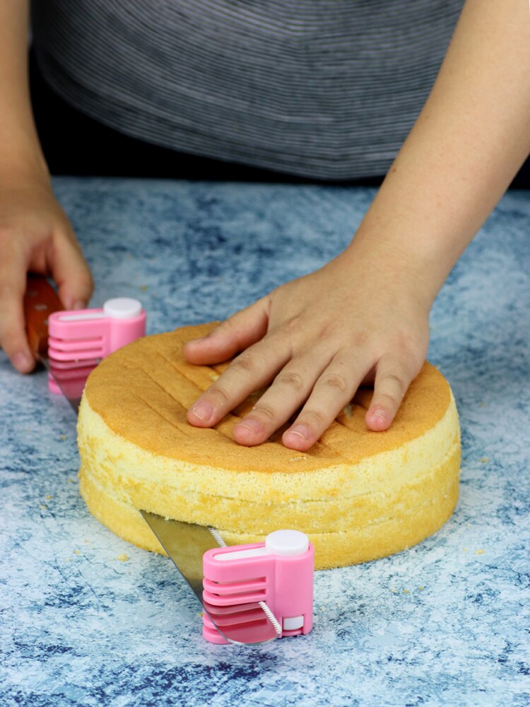 Plastic 2 Stuks Keuken Diy Cake Brood Cutter Leveler Slicer Cutting Fixator Tool 5 Lagen Gereedschap Cake Decorating Gereedschap