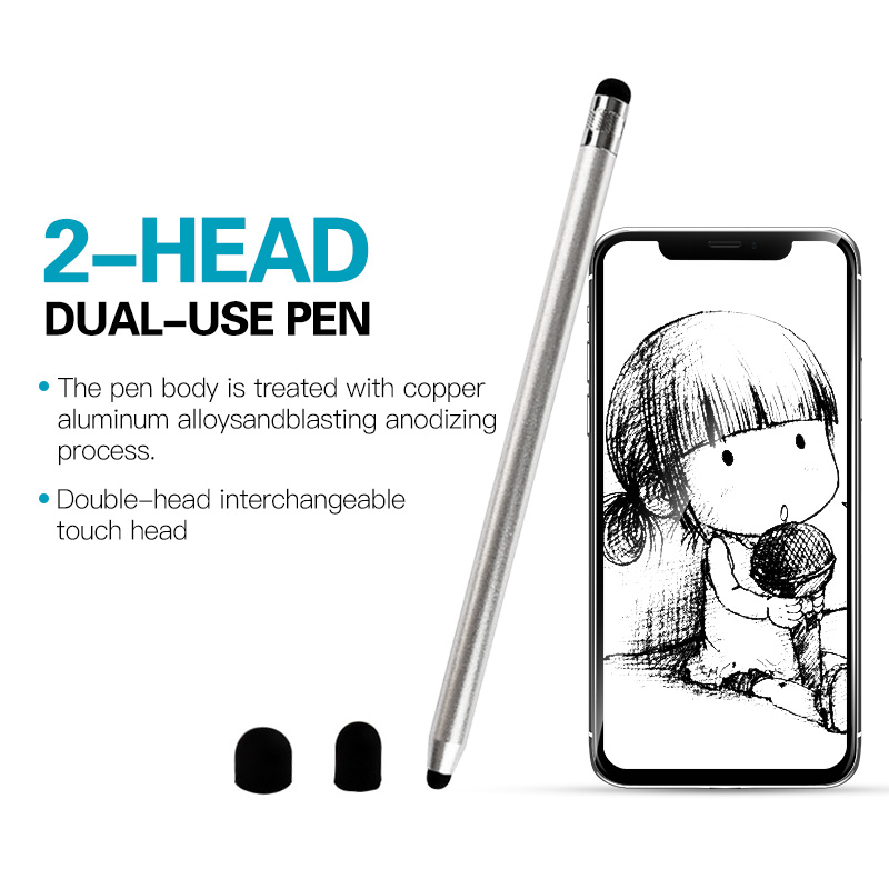 Metal Stylus Pen For Phone Dual Touch Plug Android Tablet Mobile Phone Stylus Smartphone Drawing Universal Smart Pen