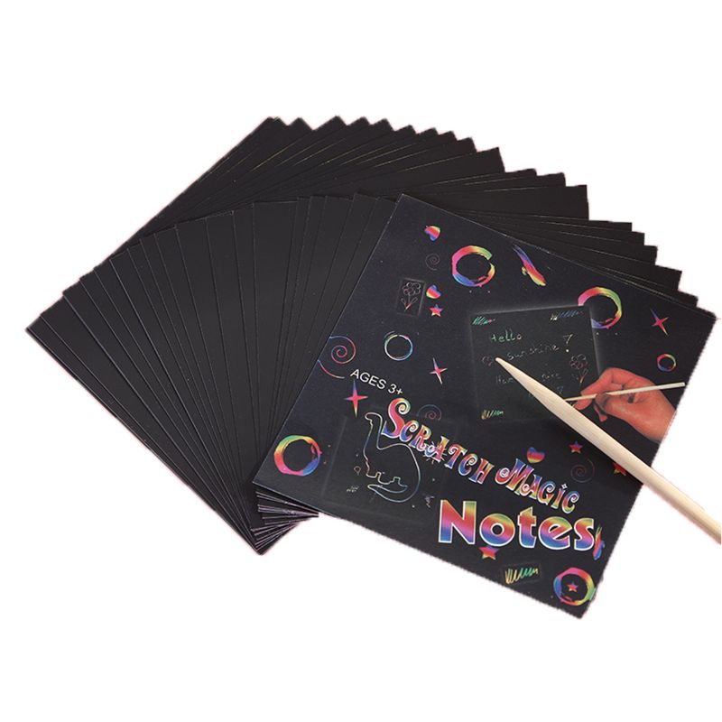 24 Sheets Scratch Paper Rainbow Painting Sketch Pads DIY Art Craft Scratchboard: Default Title