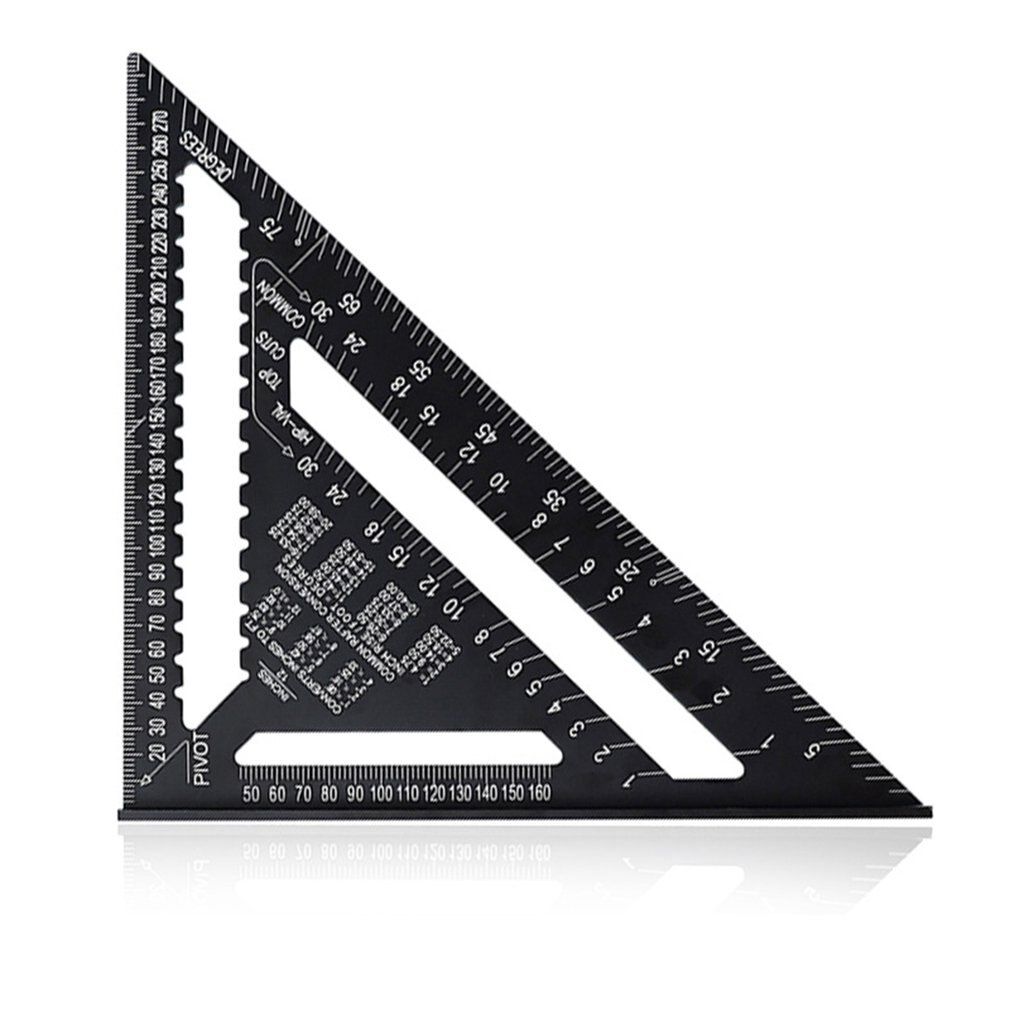 Angle Ruler Metric Aluminum Alloy Triangular Measuring Ruler Woodwork Speed Square Triangle Angle Protractor: 12inch