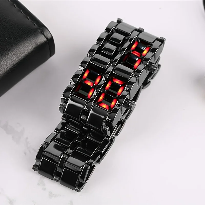Led-display elektronisk ur nyhed rød blå led lava digitalt armbåndsur til kvinder mænd