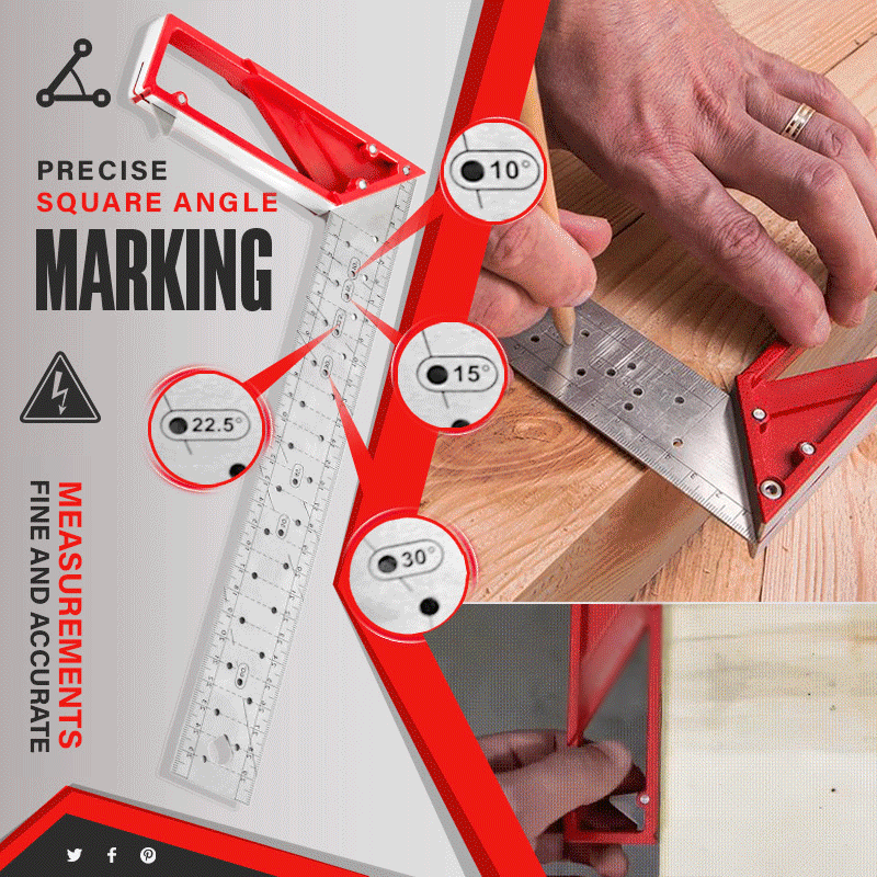 Hoek Markering Tool 10/12/16Inch Precieze 90 Graden Vierkante Heerser Richel Het Vierkante Voor Houtbewerking Hoek markering Gat Tool Roestvrij