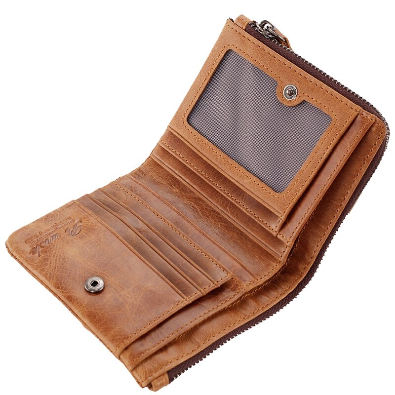 PI UNCLE Brand Leather Men's Wallet Short Anti-Theft Brush Small Wallet Mini Coin Purse