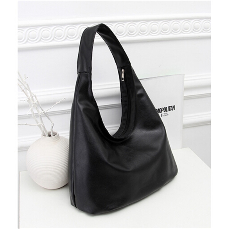 Women Girls Messenger Bags Black Soft PU Leather Hangbag Women Shoulder Bag Satchel Crossbody Tote Handbag Purse