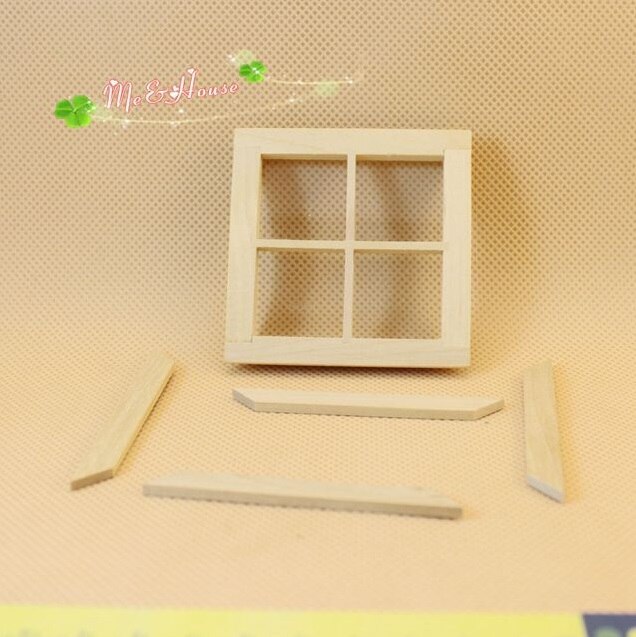 Mini poppenhuis mini raam model 4 rooster houten ramen: Default Title