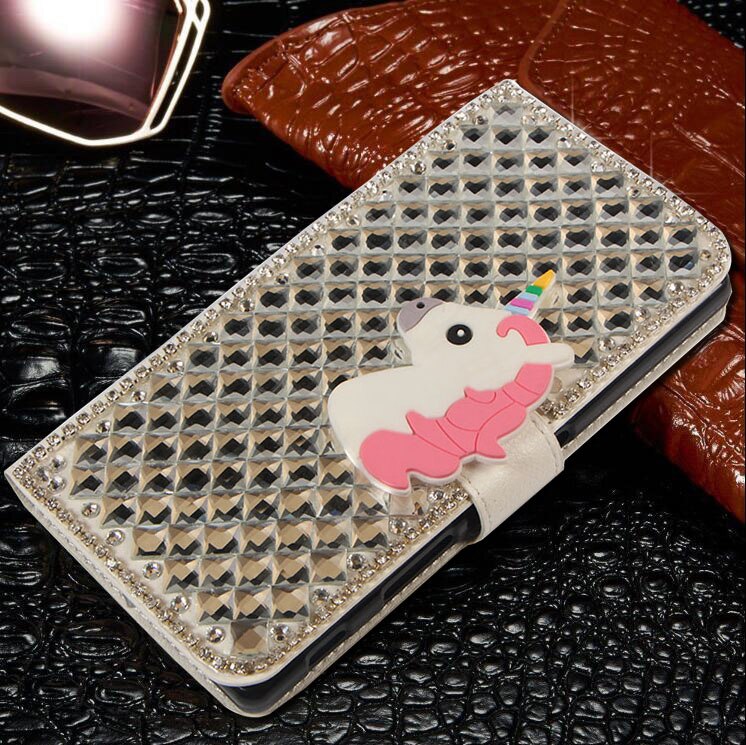 Funda de cuero con tapa para OPPO Reno 4F/Reno4 SE/4 Lite Reno, cristal de lujo brillante 3D, lazo de diamantes de imitación, unicornio de diamantes: For Reno4 Lite / A4