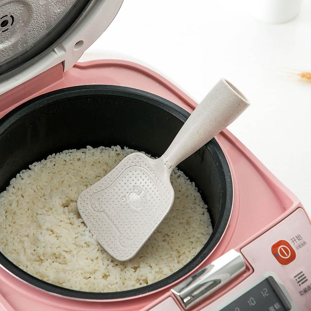 Cute Kitchen Rice Spoon Plastic Rice Paddle Non-stick Rice Scoop Long Handle Serving Spoon Kitchen Accessories