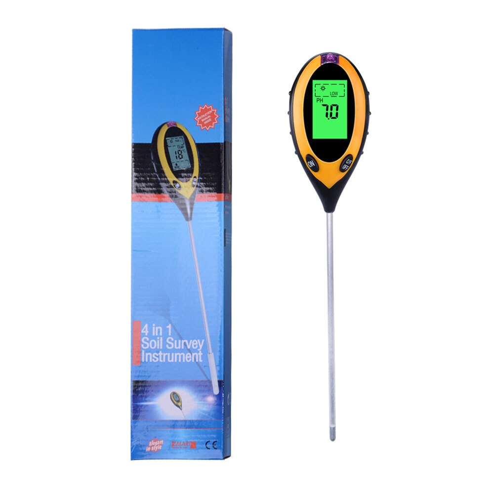 Soil pH Tester, 4 in 1 PH Light Moisture Acidity Tester Soil Tester Moisture Meter Plant Soil Tester Kit for Flowers
