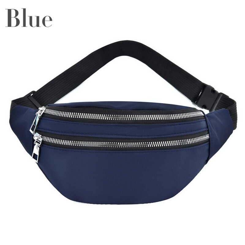 Ladies Waist Bag Zipper Large Capacity Male Casual Sports Crossbody Bags Multifunctional Shoulder Bag For Women: blue