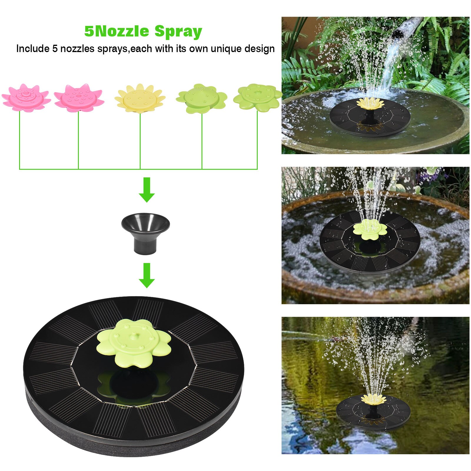 1.4W Solar Fontein Drijvende Decoratieve Zwembaden Drijvende Zonne-energie Vogelbad Waterpomp Voor Tuin Zwembad Aquarium