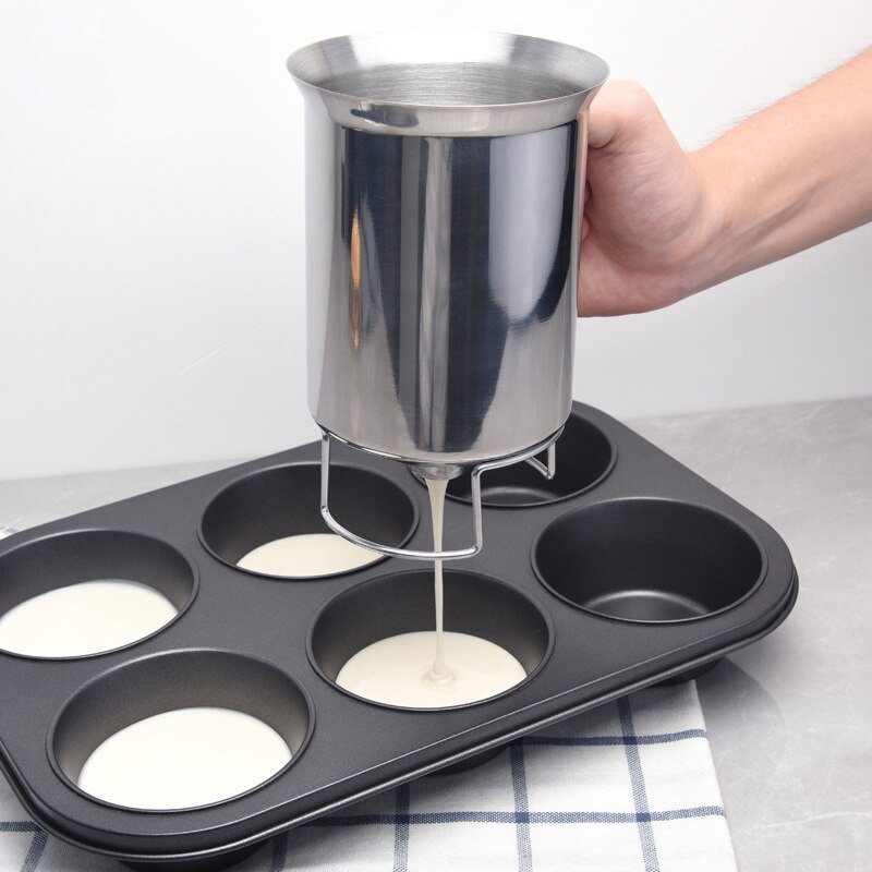 1Pcs Rvs 800Ml Pannenkoek Maker Rvs Pancake Cupcake Beslag Cupcake Dispenser Belgische Wafels Pannenkoeken Bakken