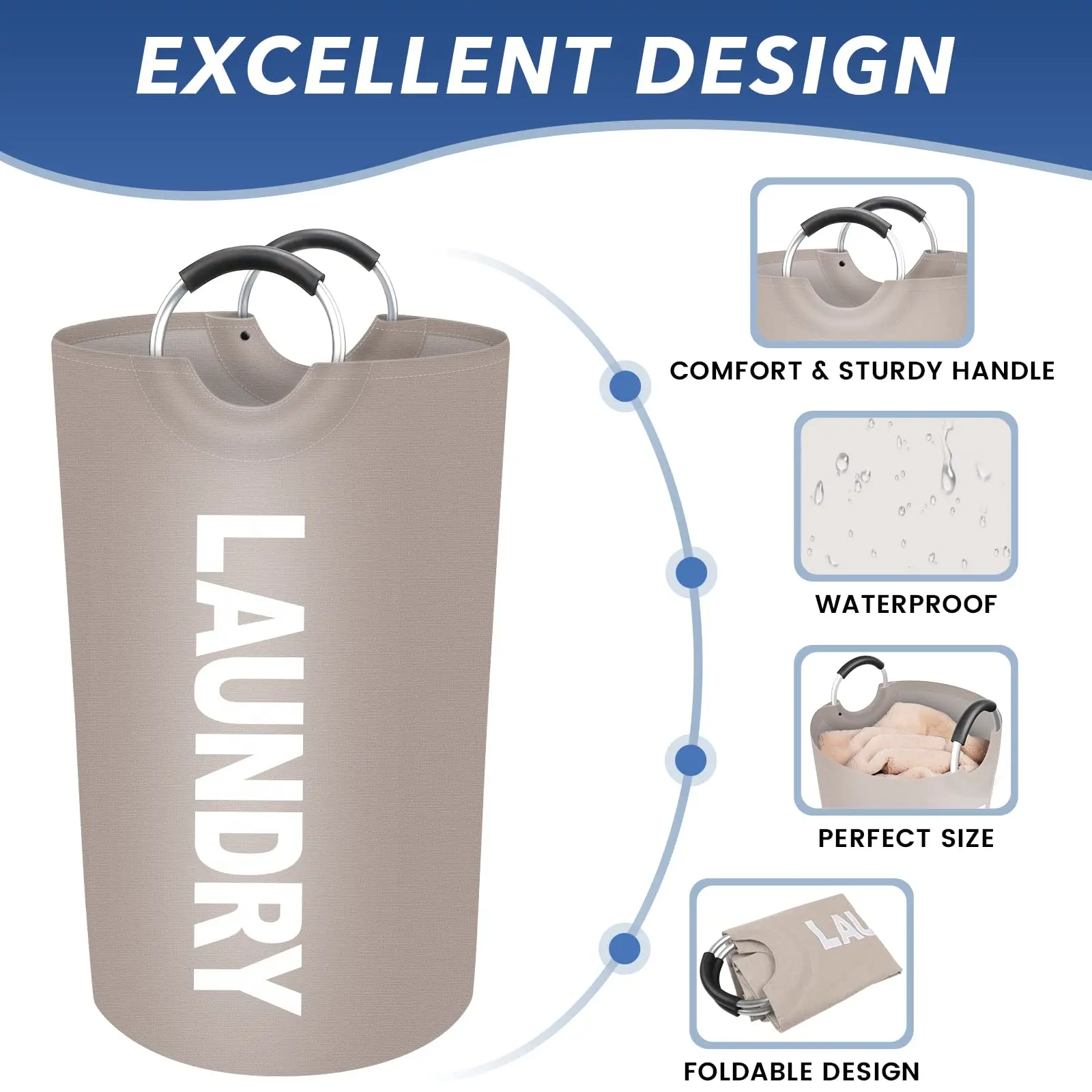 Grote Wasmand 115l Opvouwbare Waszak Met Comfortabele Handgreep Opvouwbare Wasmand Vuile Kleding Opbergbak