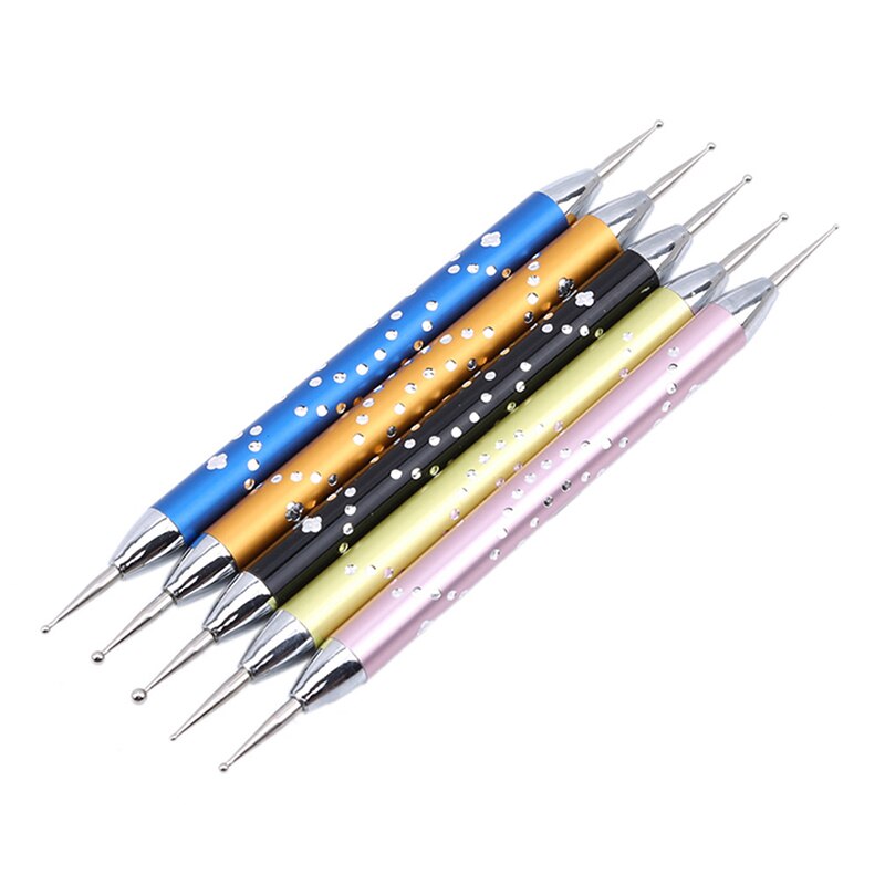 Kleur Dual-Ended Nail Puntjes Pen Kristal Kralen Handvat Strass Studs Picker Wax Potlood Manicure Nail Art Tool 5 stks/set