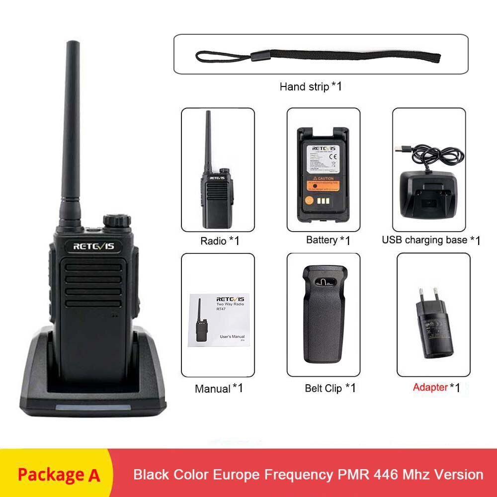 RETEVIS RT647/RT47 Walkie Talkie IP67 Wasserdichte PMR446 FRS Radio Comunicador VOX TOT Zwei-weg Radio Handheld Transceiver: PMR RT647-Package A