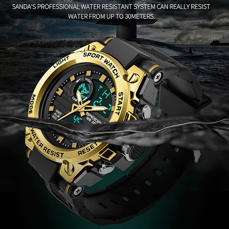 Reloj Digital SANDA estilo G para hombre, relojes deportivos militares con fecha, reloj de pulsera electrónico resistente al agua, reloj para hombre Orologio da uomo 739