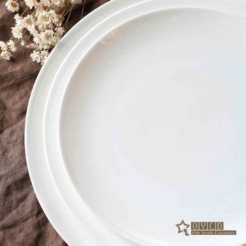 Bone china bread plates western-food plate pure white bone china plates round shape 7" 8" 10" shallow type plates bread dishes