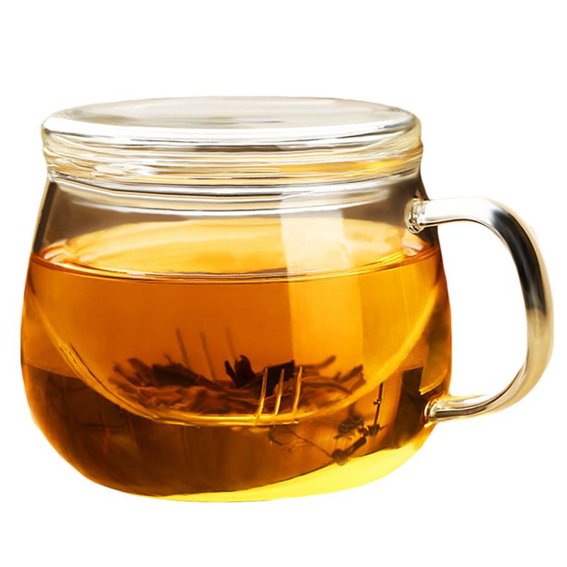 Kapmore transparent glas tekopp klassisk värmebeständig glaskopp glas temugg glas kaffemugg med lock dricksredskap: 2
