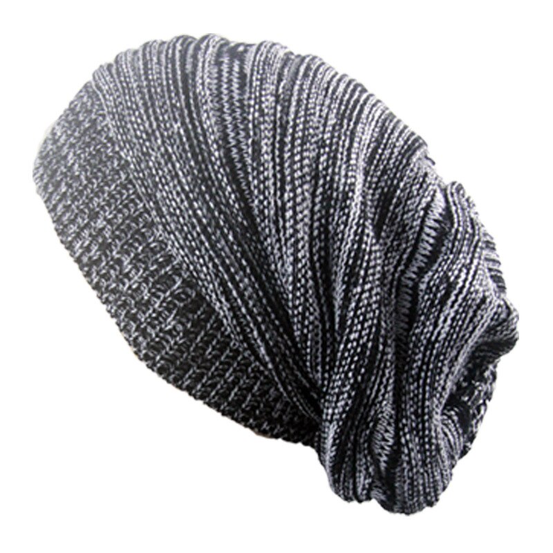 Hip hop lue vinter varm skullies strikkede luer panser varm lue kvinnelige lange luer dameluer: Svart