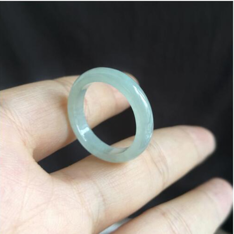 Natural Burma Jade Ice Ring Jewelry Lucky Exorcise evil spirits Auspicious Amulet Jade Ring Fine Jewelry