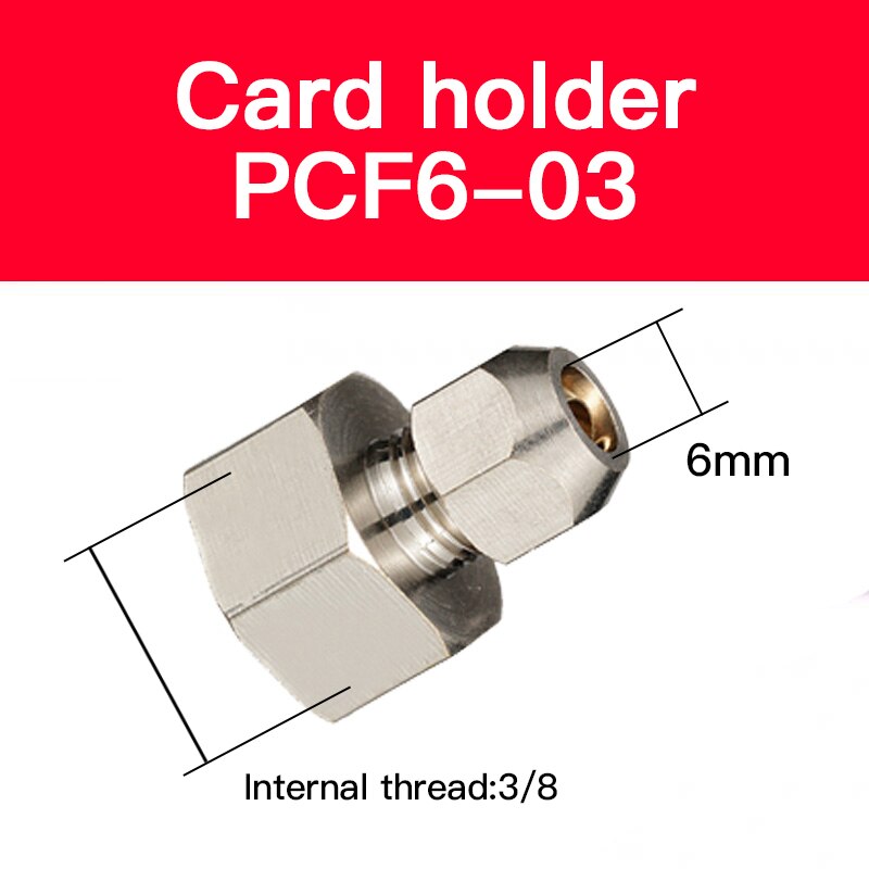1pc Pneumatic Brass tube ferrule quick-screw connector internal thread straight through PCF4/6/8/10